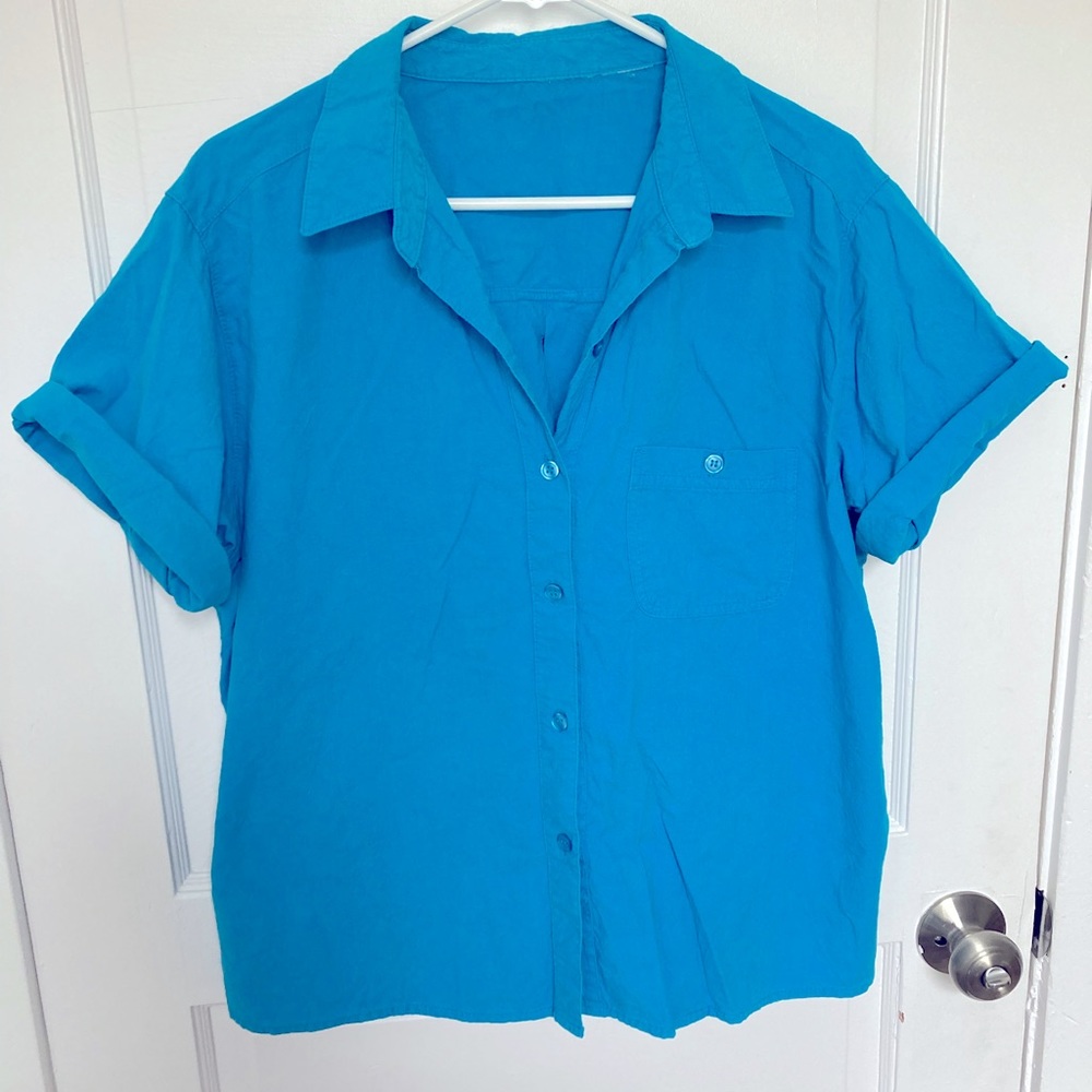 Vintage Baby Blue Button-Up
